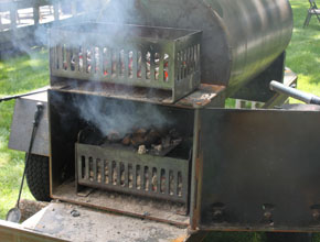 Our very efficient firebox with replacable baskets gives temperature control at both the high end and the low end of the temperature spectrum.